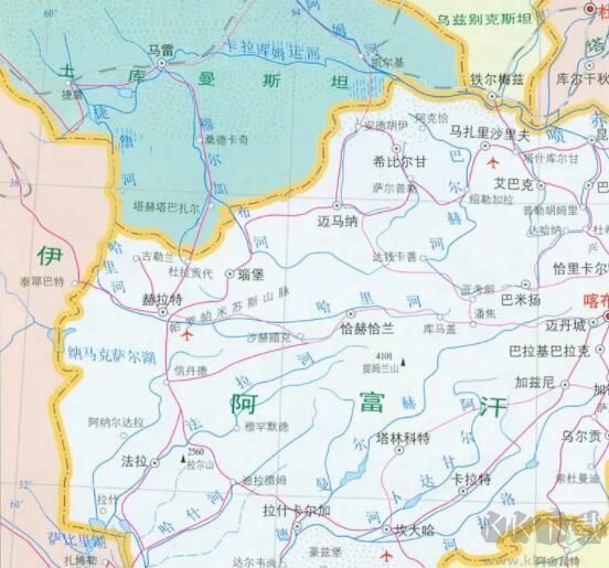 阿富汗地图中文高清版