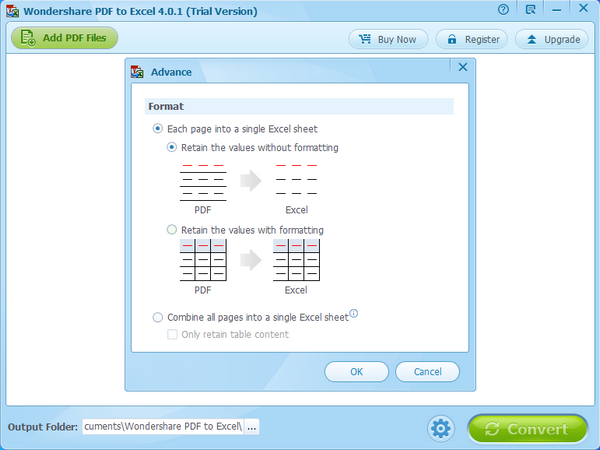 Wondershare PDF to Excel